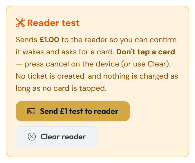 The reader test on the Sell tab.