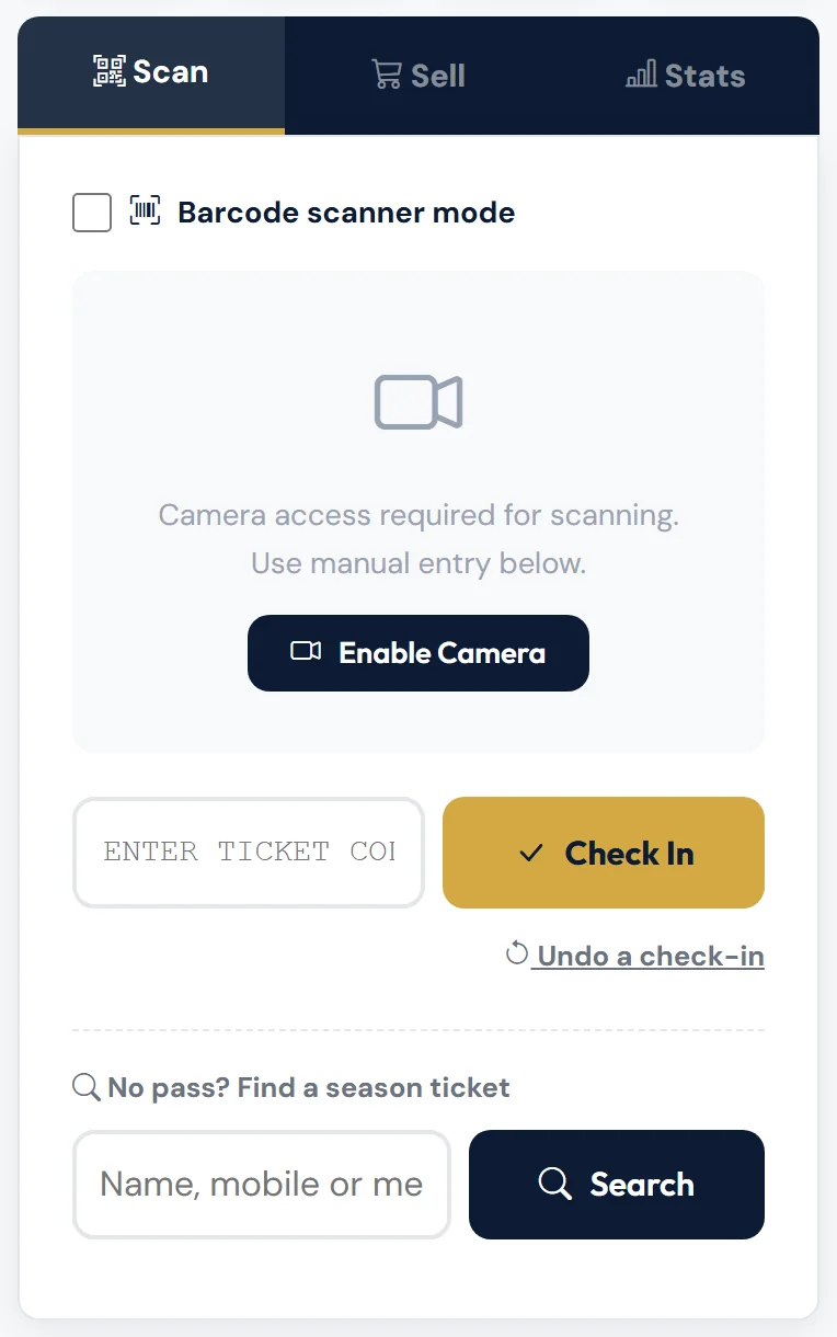 The Scan tab.