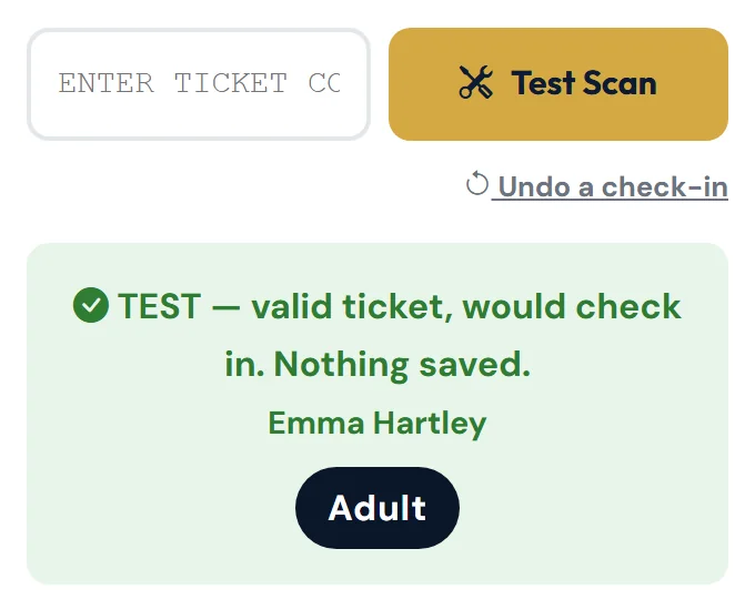 A test scan: nothing is saved.