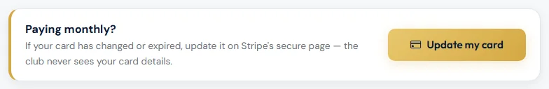The Update my card box on My Payments.