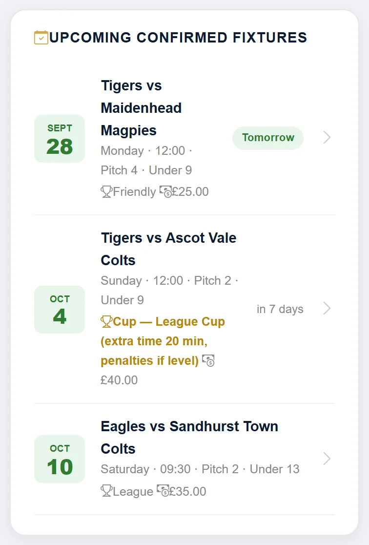 Your confirmed matches. Tap one to open it.