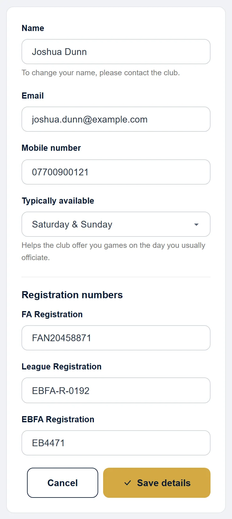 My details.