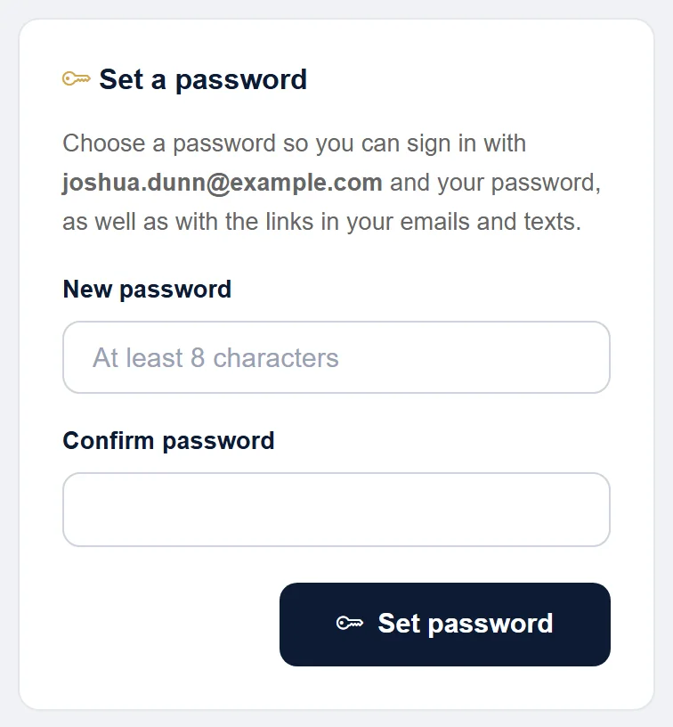 The password section of My details.