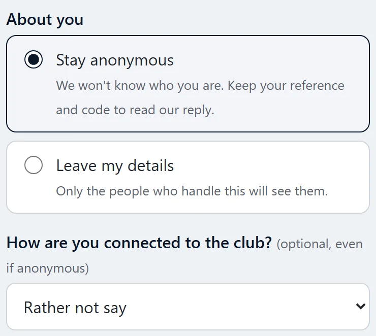 Staying anonymous is the default.