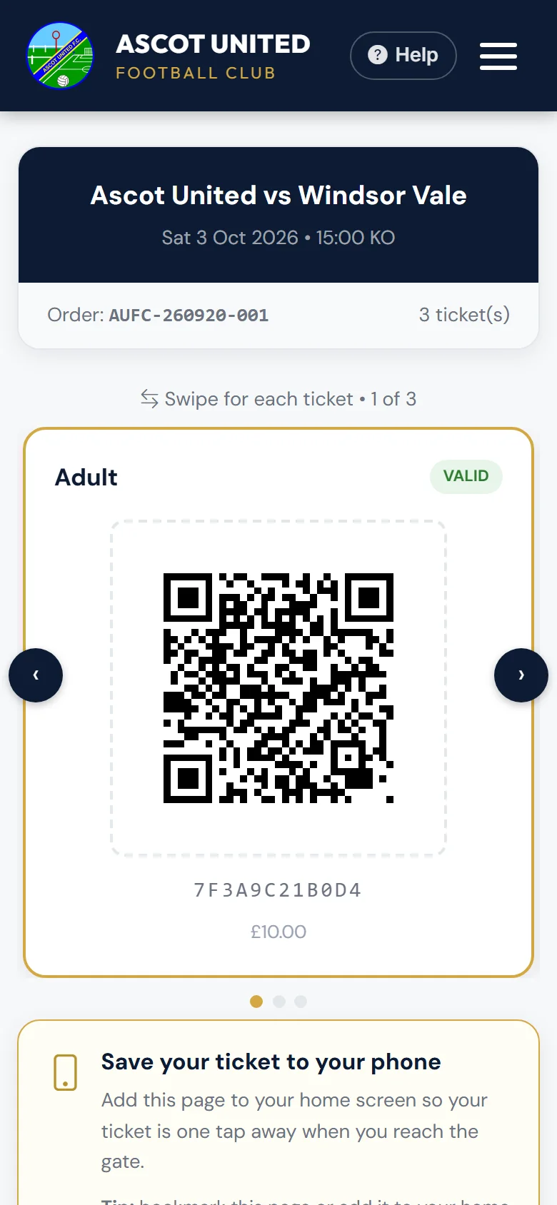 Swipe for each ticket.