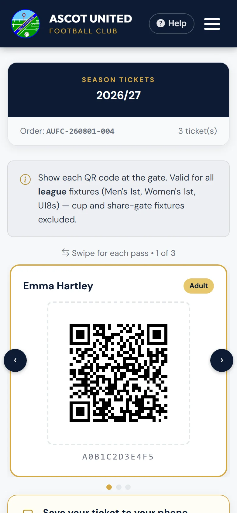 One pass per person.