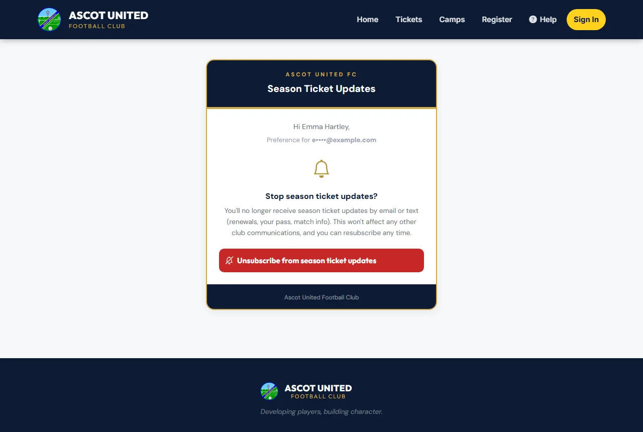 The unsubscribe page.